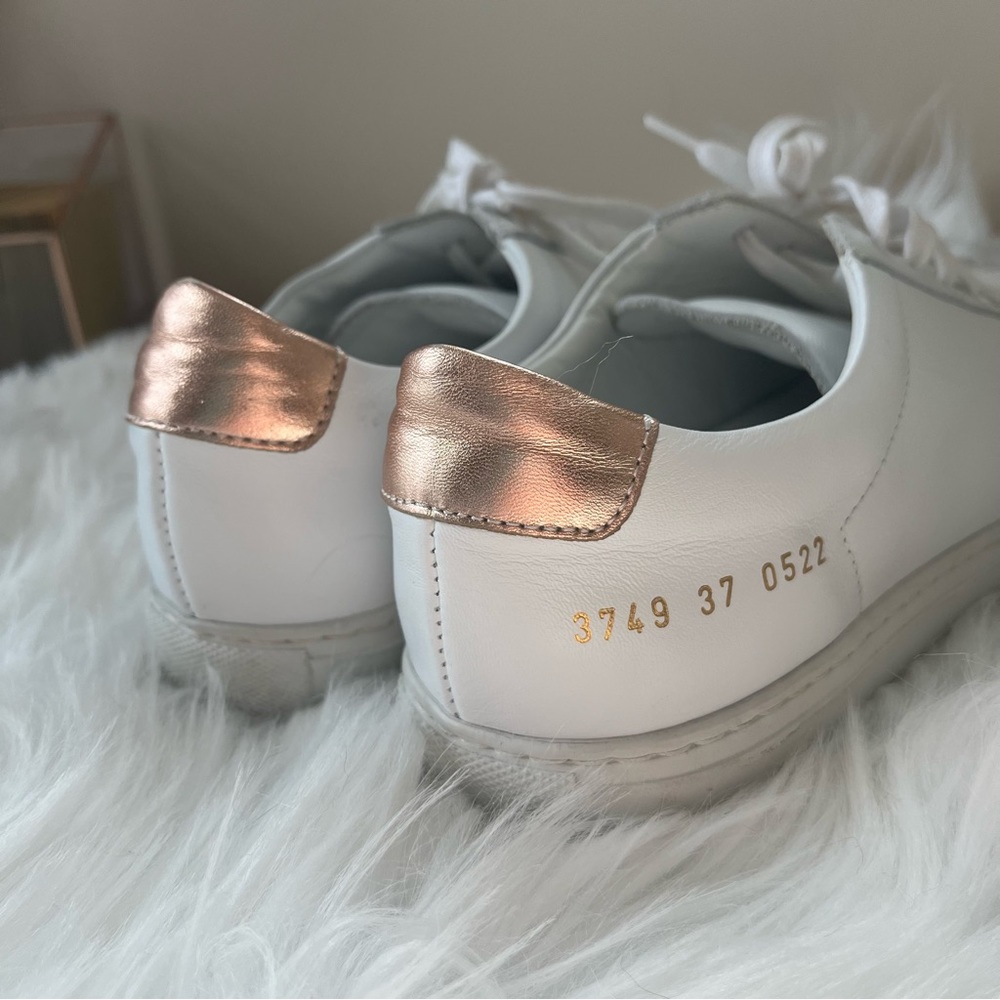 Common Projects Rose Gold & White Achilles Sneaker Size 37- fits an 8 - Picture 4 of 10